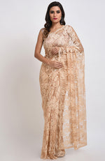 Nude French Chantilly Lace Saree Set