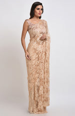 Nude French Chantilly Lace Saree Set