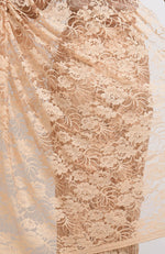 Nude French Chantilly Lace Saree Set