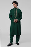 Emerald Green Kashmiri Tilla Hand Embroidered Kurta Set