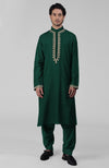 Emerald Green Kashmiri Tilla Hand Embroidered Kurta Set