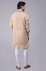 Beige Parsi Gara Embroidered Kurta