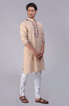 Beige Parsi Gara Embroidered Kurta