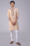 Beige Parsi Gara Embroidered Kurta