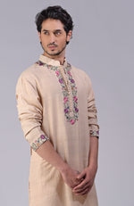 Beige Parsi Gara Embroidered Kurta