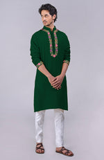 Beige Parsi Gara Embroidered Kurta