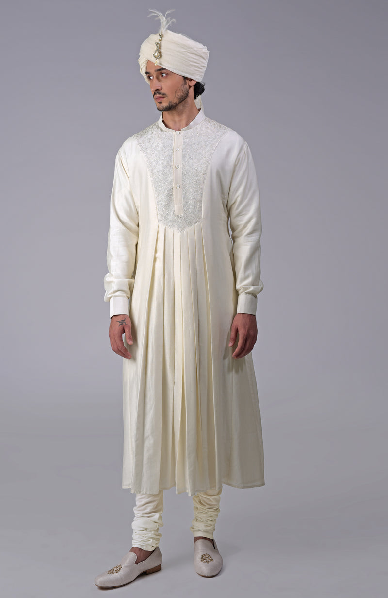 Ivory Chikankari Embroidered Peshwa Kurta Set