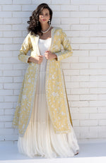 Gold-Ivory Parsi Gara Embroidered Jacket Set