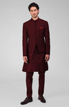 Wine Embroidered Bandhgala Jacket