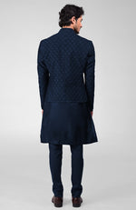 Navy Blue Embroidered Bandhgala Jacket