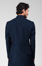 Navy Blue Embroidered Bandhgala Jacket