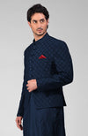 Navy Blue Embroidered Bandhgala Jacket