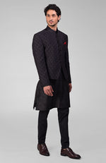 Black Chikankari Embroidered Bandhgala Jacket Set