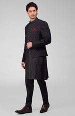 Black Chikankari Embroidered Bandhgala Jacket Set