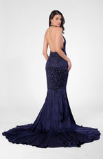 Moonlight Hand Embroidered Mermaid Gown With Detachable Sleeves