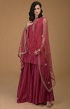 Ruby Red Zardozi Hand Embroidered Dupatta