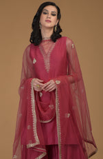 Ruby Red Zardozi Hand Embroidered Dupatta