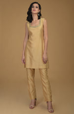 Nude Gold Zardozi Hand Embroidered Two Piece Suit