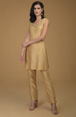 Nude Gold Zardozi Hand Embroidered Two Piece Suit