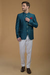 Peacock Pink Linen Silk Bandhgala Jacket