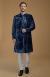 Eclipse Blue Silk Velvet Sherwani