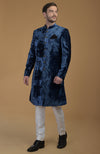 Eclipse Blue Silk Velvet Sherwani