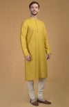 Sunglow Yellow Kurta With Pintuck & Kantha Detail