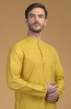 Sunglow Yellow Kurta With Pintuck & Kantha Detail