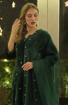 Emerald Green Swarovski Hand Embroidered Velvet Kurta Set