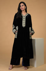 Teal Kashmiri Tilla Embroidered Choga Kurta Set