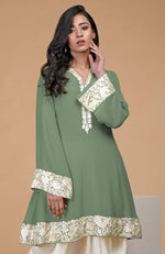 Sage Green Parsi Gara Embroidered Patiala Pants Suit