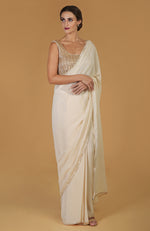 Tara - Champagne Gold Hand Embroidered Saree & Blouse