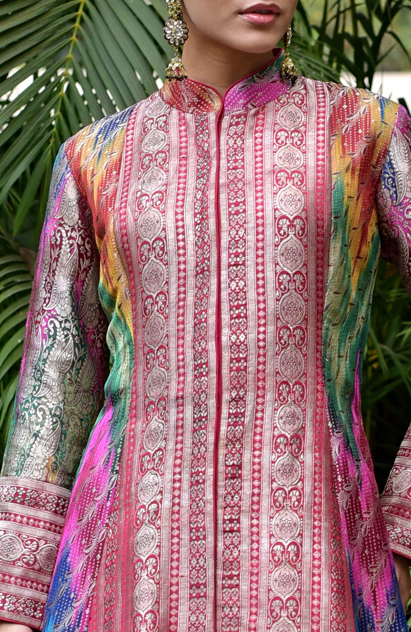 Rangkat Banarsi Handwoven Peshwa Jacket Set