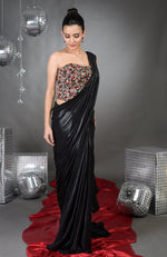 Gemma Hand Embroidered Corset with Black Saree