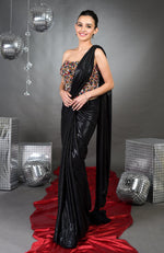 Gemma Hand Embroidered Corset with Black Saree