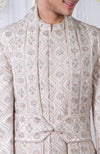 A Love Song Ivory Geometric Floral Embroidered Sherwani Set