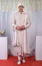 Unending Love Barely Pink Zardozi Sherwani Set