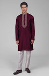 Maroon Zardozi Hand Embroidered Pure Silk Kurta Set