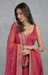 Salmon Pink Dabka Zardozi Hand Embroidered Dupatta