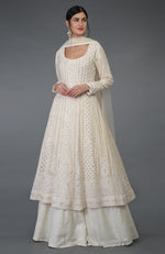 Deep Cream Chikankari With Kamdani Anarkali Outfit