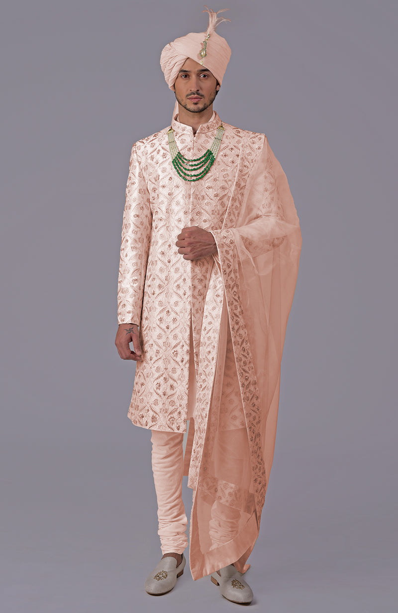 To Be In Love Ivory-Gold Embroidered Sherwani Set