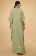 Sage Green- Gold Hand Embroidered Kaftan