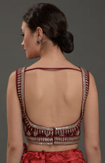 Burgundy Embroidered Gota Patti Saree