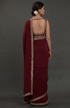 Burgundy Embroidered Gota Patti Saree