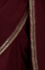 Burgundy Embroidered Gota Patti Saree