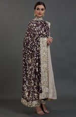 Champagne Chikankari Suit With Parsi Gara Hand Embroidered Dupatta