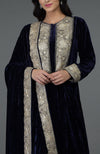 Midnight Blue Kashmiri Tilla Embroidered Dupatta with Suit