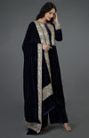 Midnight Blue Kashmiri Tilla Embroidered Dupatta with Suit