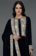 Midnight Blue Kashmiri Tilla Embroidered Dupatta with Suit