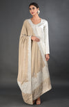 Beige Kashmiri Tilla Embroidered Dupatta with Suit